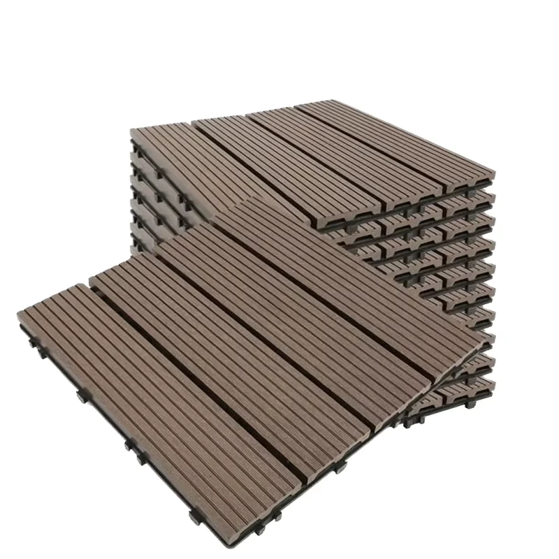 Optional styles outdoor plastic flooring tiles WPC wood plastic spliced floor decking for terrace courtyard