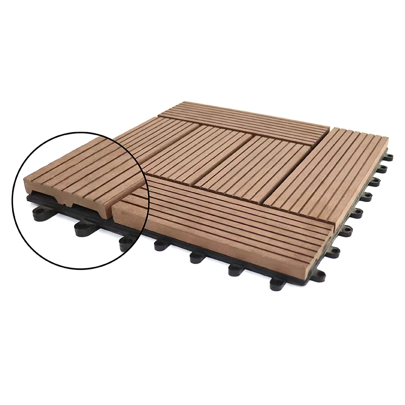 Outdoor Balcony Simple Installation Interlocking Plastic Base Waterproof Anti corrosion and Insect proof WPC Deck Tiles
