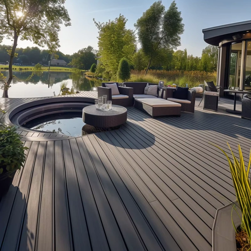 Outdoor Composite Flooring with Interlocking Deck Tiles Vinyl Wpc Floor Plastic Decking Boards