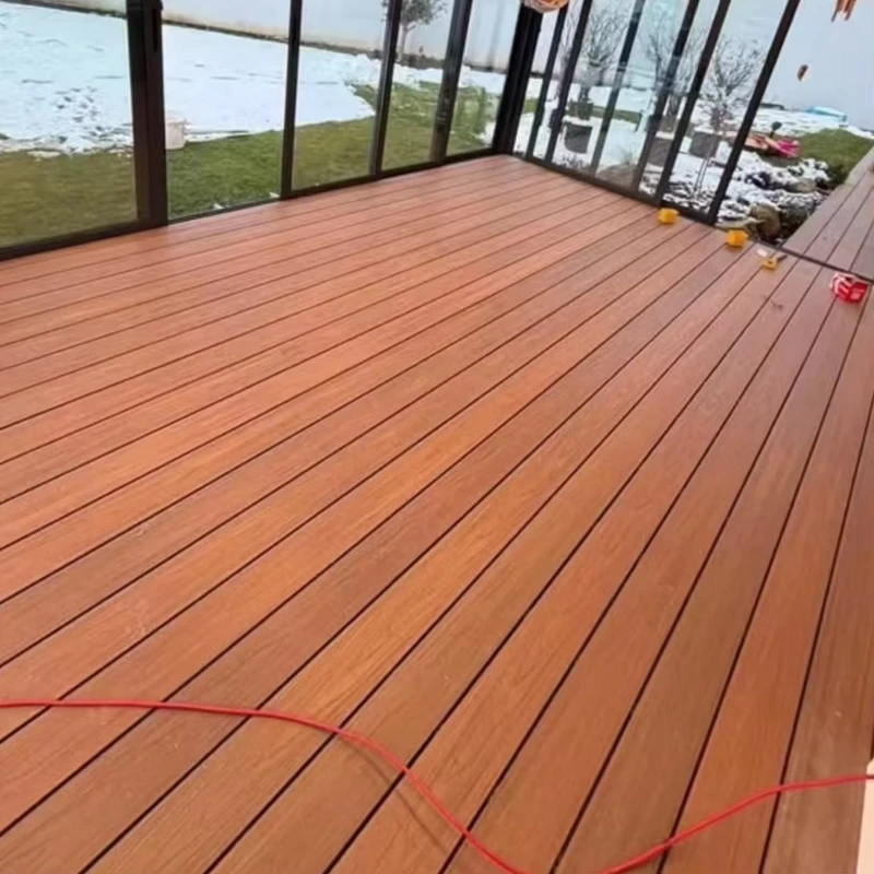Outdoor Decking Wood Grain Design Wood Grain Treated Decking Co Extruded Composite Flooring