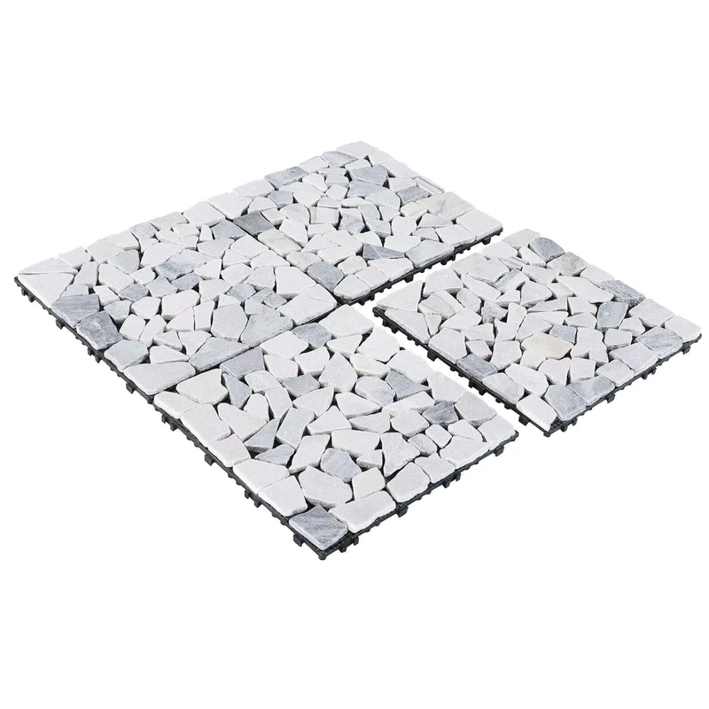 Outdoor Flooring Balcony Renovation Garden Terrace Yard Flooring Cobblestone Marble Slicing Interlocking DIY Stone Deck Tiles