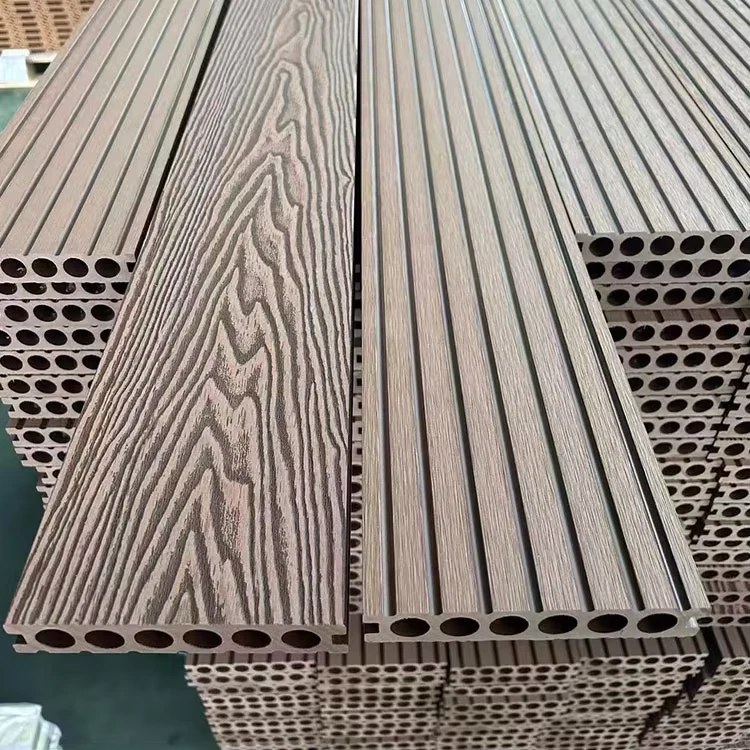 Outdoor Patio Decking Wood Plastic Composite Flooring 3D Embossed Waterproof WPC Plank Co Extrusion WPC Decking Board