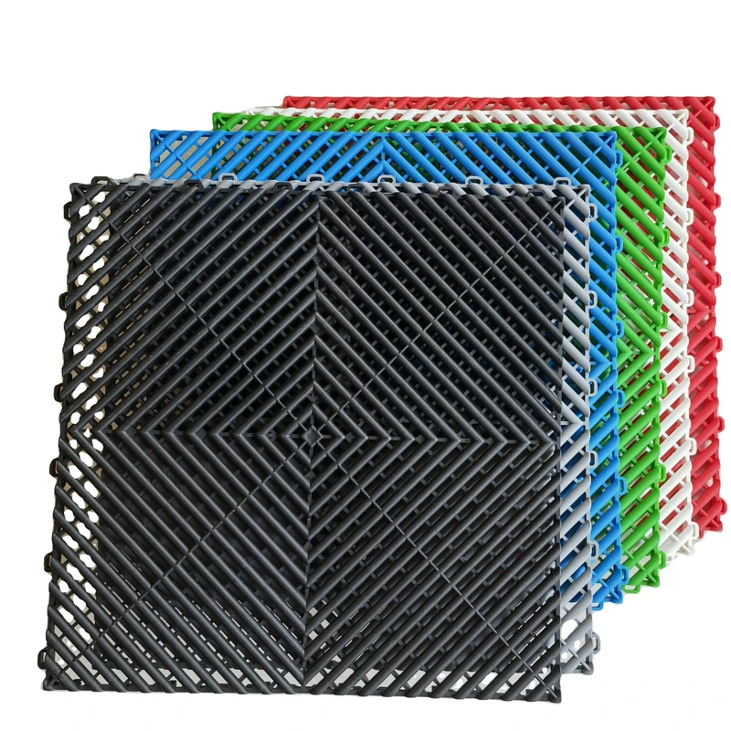 PP 400mm DIY Friendly Interlocking Plastic Floor Tiles PVC Vinyl Flooring High Duty Plastic Car Garage Floor Tiles