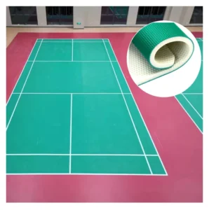 PVC Badminton Court Flooring Eco Friendly Shock Absorption Waterproof Custom Color 5-10 Year Warranty Anti Slip Surface