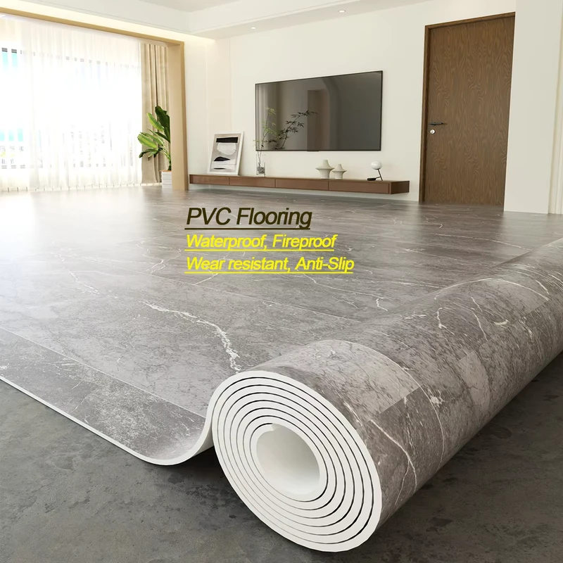PVC Linoleum Flooring Rolls Wear Resistant Vinyl Cover for Gym Exterior School Office Supermarket Use
