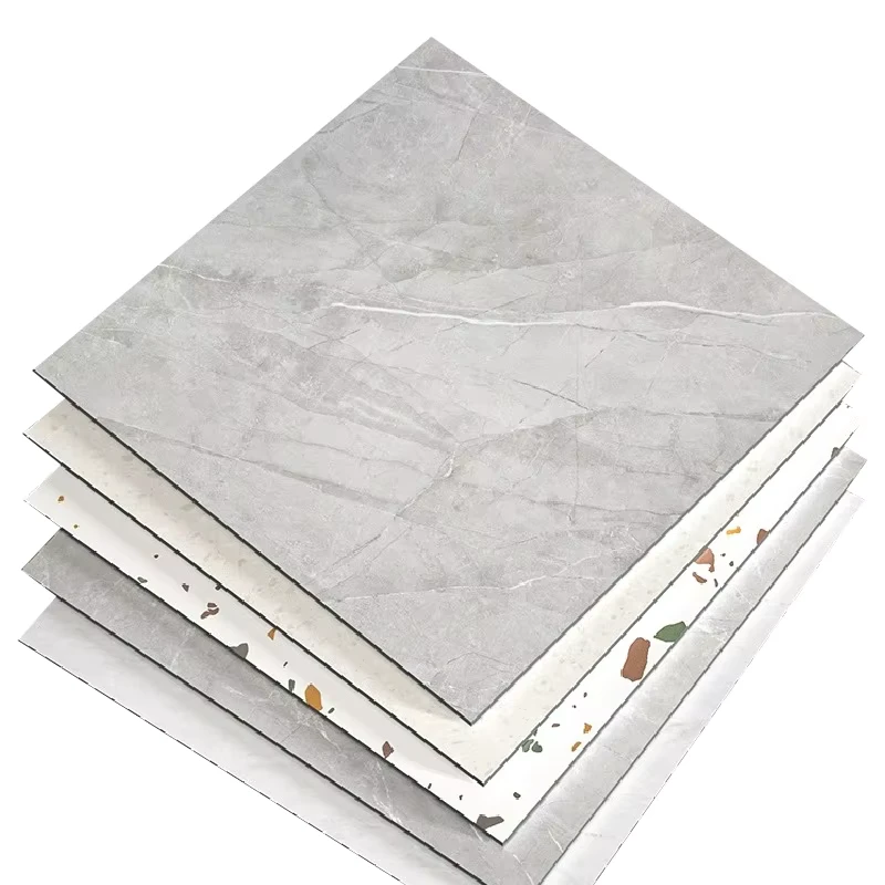 PVC Marble Design Anti Slip Laminated Flooring Easy Peel Stick Installation for Indoor Living Room Patio Floor