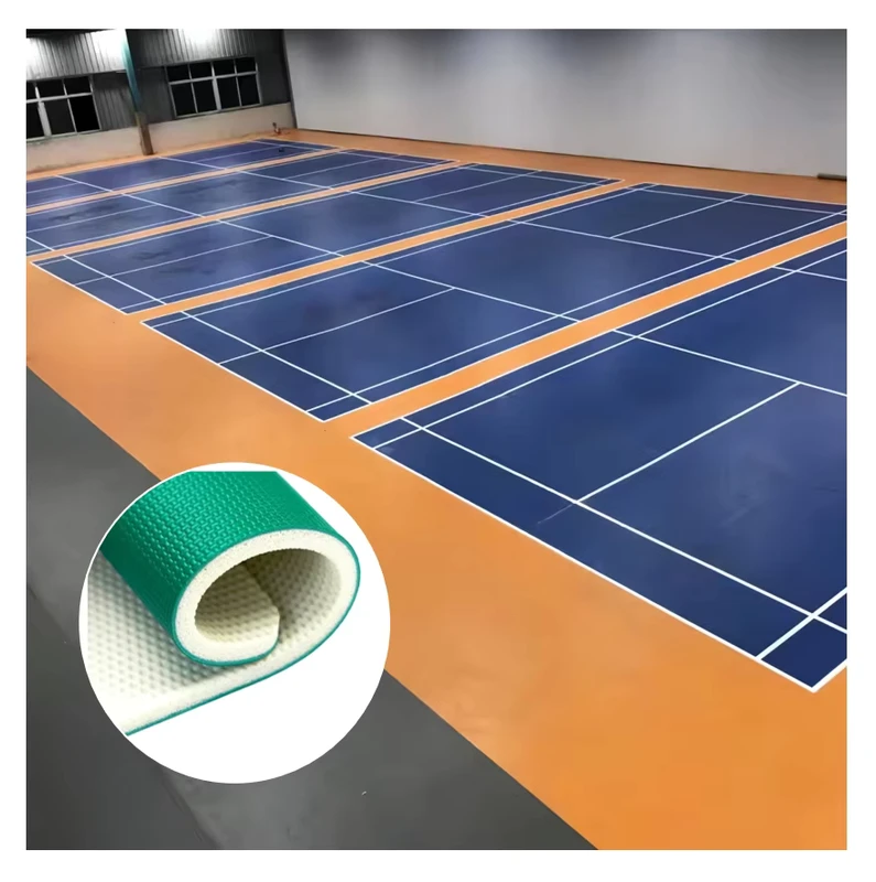 PVC Sport Flooring Badminton Basketball Table Tennis Pickleball Courts Eco Friendly Custom Color Anti Slip Shock Absorption 5 10