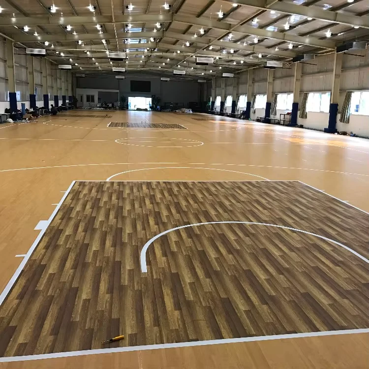 PVC Sports Flooring 2 Layer Synthetic PVC Vinyl Floor Carpet Mat Sports PVC Floor Tile