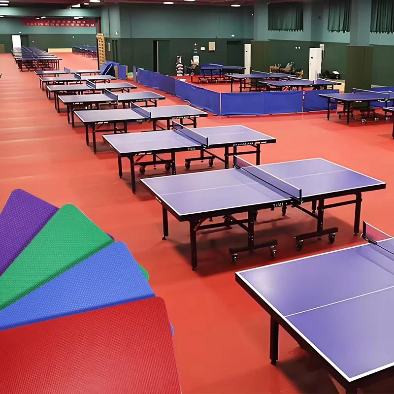 PVC Sports Flooring with Grid Texture Anti Slip Table Tennis Badminton Court Mats for Competitive Matches