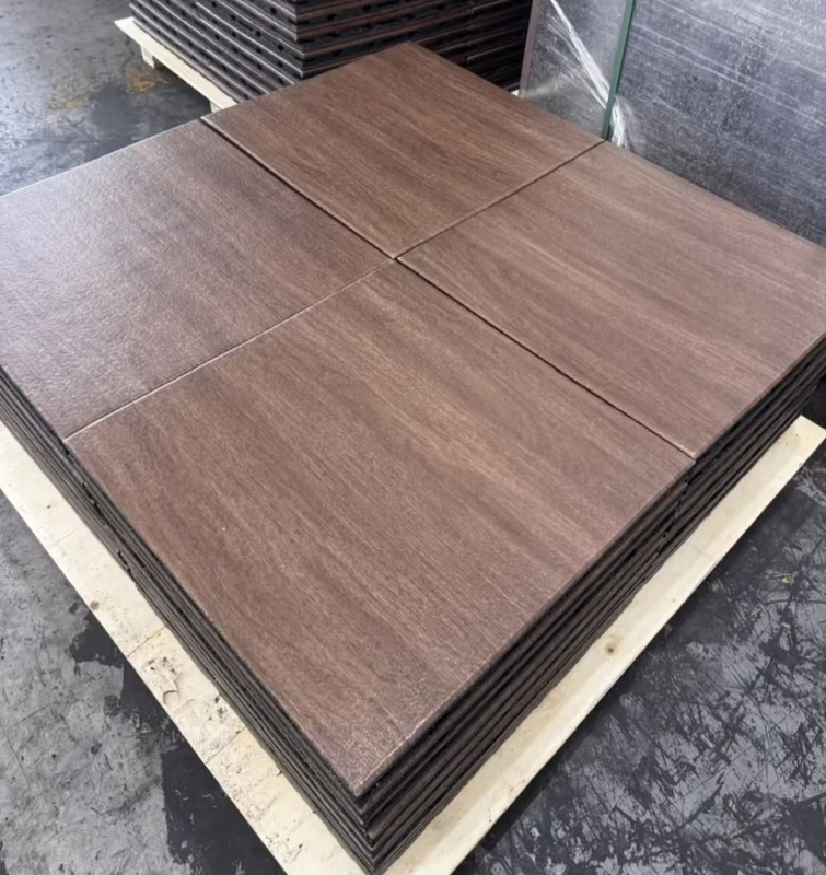 PVC Wood Grain Gym Flooring Tiles Non Toxic Waterproof Wooden Rubber Mat for Household Noise Reduction