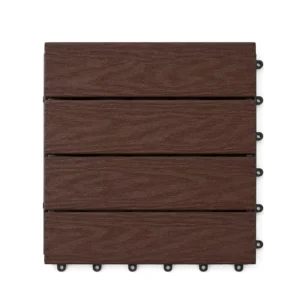 Patio Deck WPC Composite Interlocking Floor Tiles 12×12 Inch Waterproof DIY Wood Grain Decking