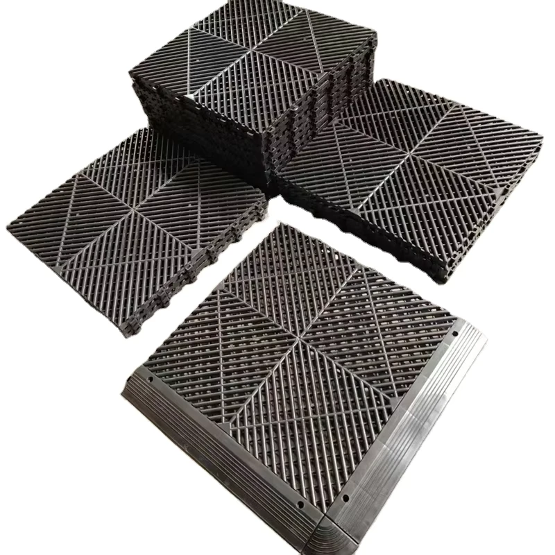 Plastic Car Wash Garage Flooring Mats in Vented Modular Floor Tiles