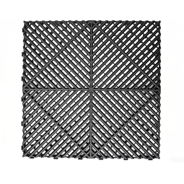 Plastic PP Indoor Garage Interlocking Non Slip Waterproof Removable Modern Drainage Floor Tiles Graphic Design Car Wash Hospital
