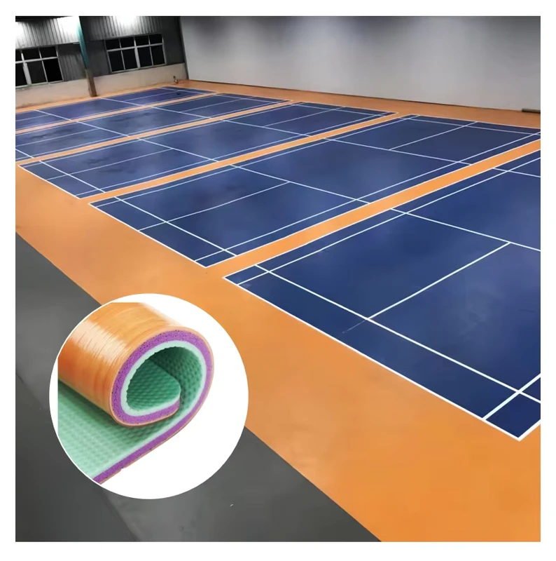 Polyvinyl Chloride Badminton Court Flooring Basketball Court Sticky Mat Shock Absorption Easy Installation Anti Slip Surface