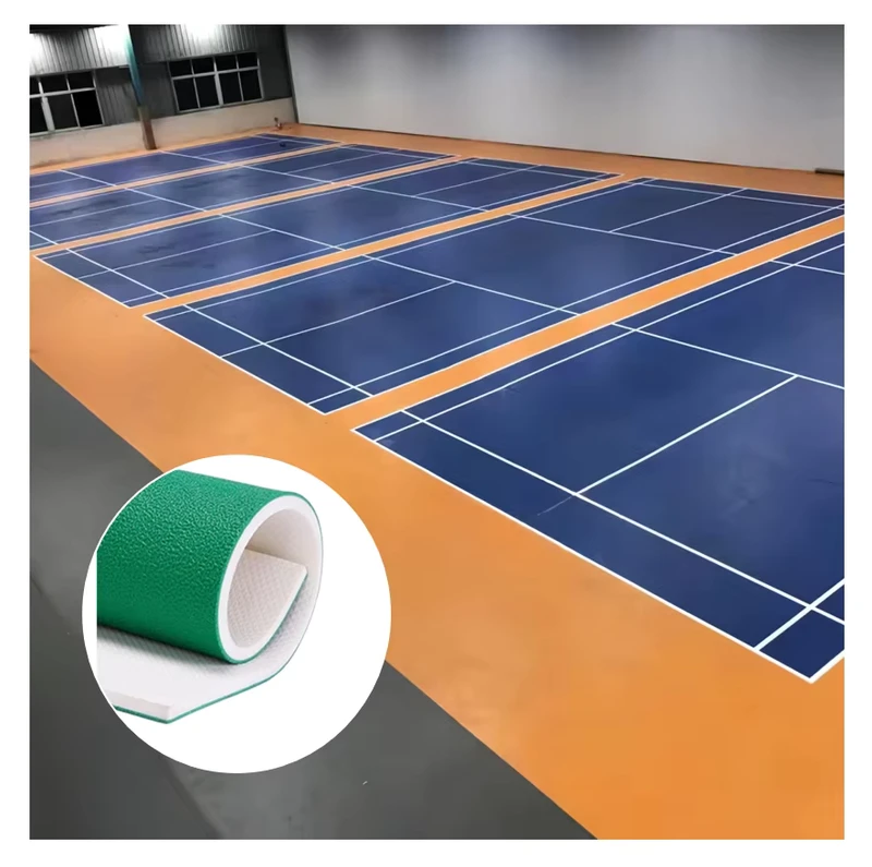 Polyvinyl Chloride (PVC) Eco Friendly Shock Absorption Badminton Court Flooring with 5 10 Year Warranty Plastic Carpet Matting