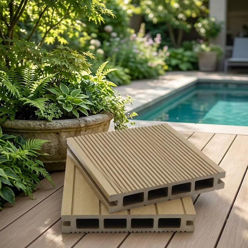 Popular Anti-Slip Waterproof Fireproof Eco-Friendly WPC Decking Board Square-shaped Modern Garden Exterior Courtyard Outdoor