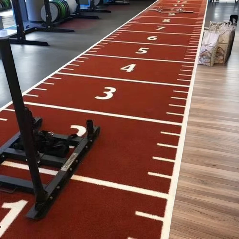 Premium Quality Red Artificial Grass Gym Flooring 15mm Pile Height Customisable Logo Sports Including Golf