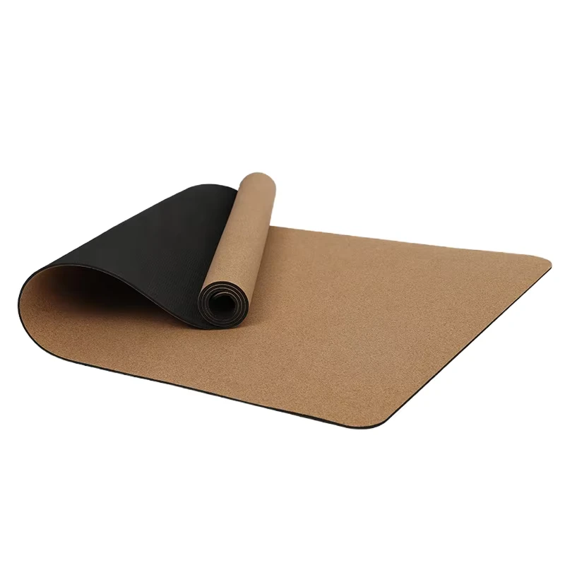 Private Label 6mm Black Gym Mats Fitness Floor Mat Antislip Eco Natural Cork TPE Yoga Mat 183*66 cm