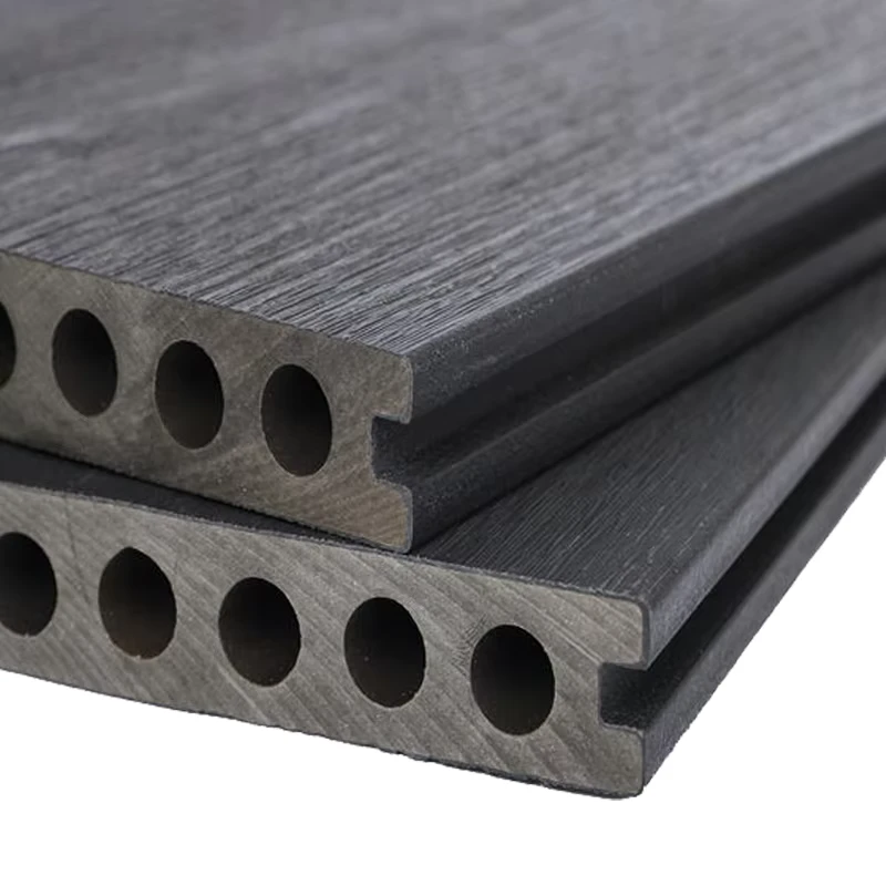 Recyclable WPC Decking for Outdoor Swimming Pools 3D Embossed Solid Extrusion Waterproof Brushed Techniques for Courtyards Parks