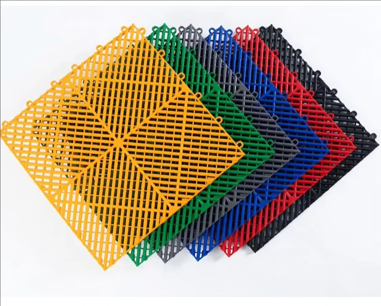 Ribbed Interlocking Garage Floor Tiles Vented Self-Draining Non-Slip Flooring Ideal for Garages, Patios, Basements, Decks