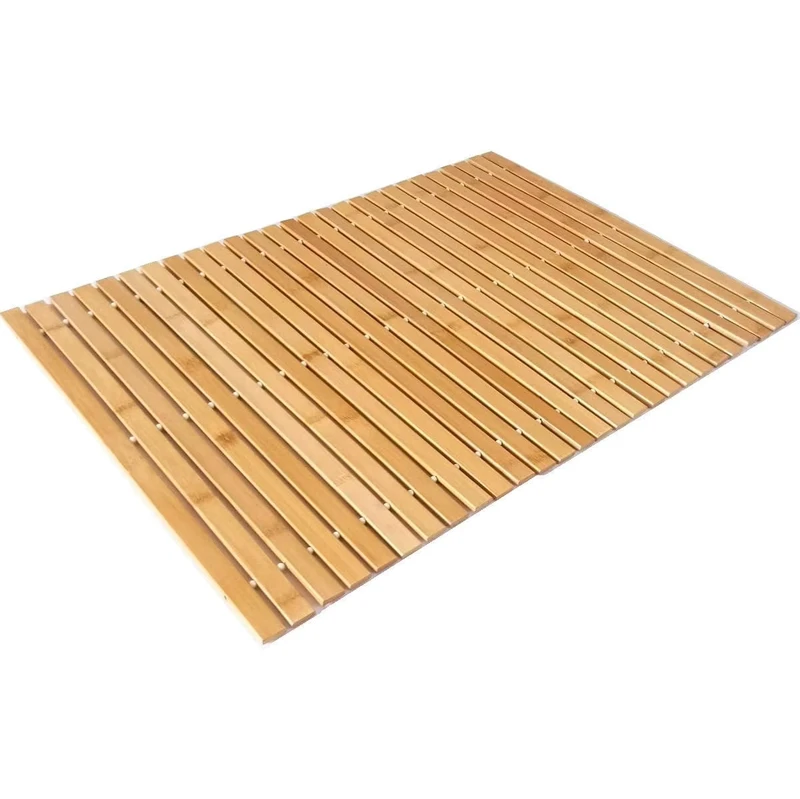 Rollable Bamboo Rayon Wooden Bath Mat Non Slip Floor Mat for Bathroom Bathtub Spa Sauna Hot Tub & Outdoor Use
