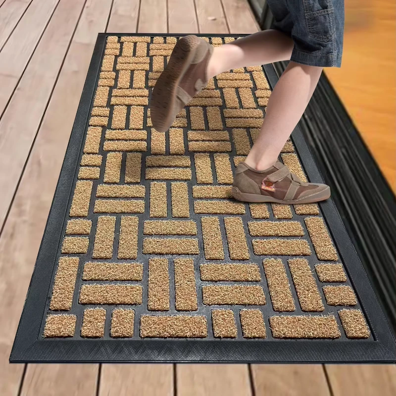 Rubber Commercial Mat Anti slip Embossed Outdoor Indoor Door Mat Heavy Duty Waterproof Dust proof Hotel Entrance Welcome