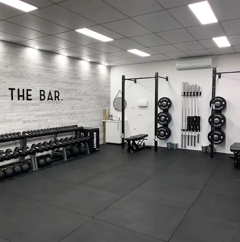 Rubber Gym Flooring 15mm High Density Shockproof Rubber Mats for Indoor Outdoor Fitness