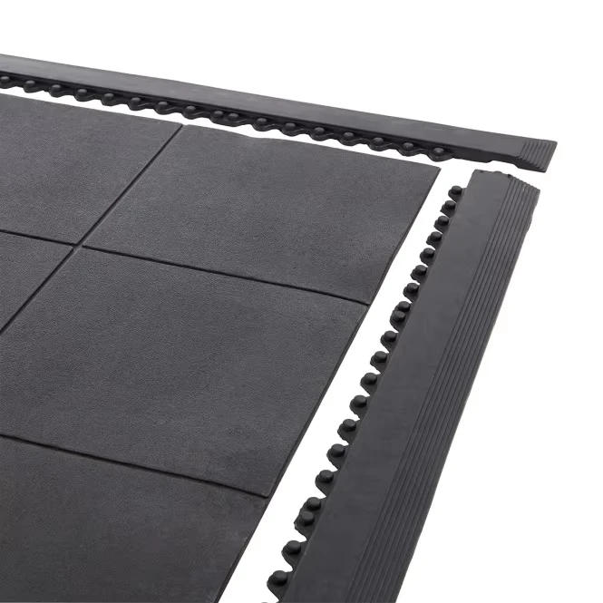Rubber Solid Top Gym Interlocking Safety Exercise Floor Anti Fatigue Mat Black