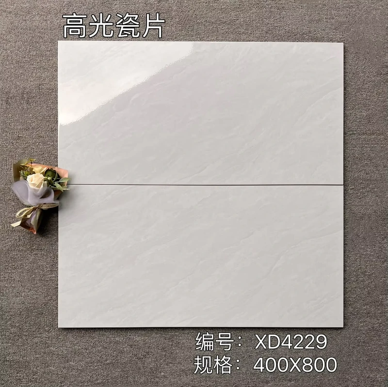 Seamless Cloud 400x800mm Cool Light Grey Marble Continuous Grain High Gloss Porcelain Wall Tile for Interior