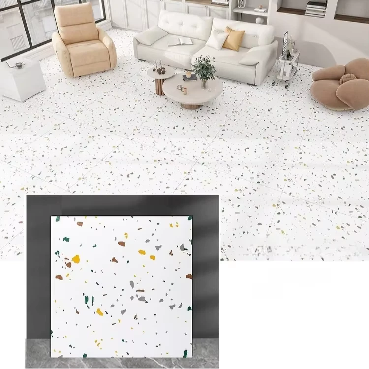 Self Adhesive Waterproof Indoor Luxury Vinyl Marble Glossy PVC Floor Sticker for Bedroom & Kitchen Anti-Slip Eco-Friendly