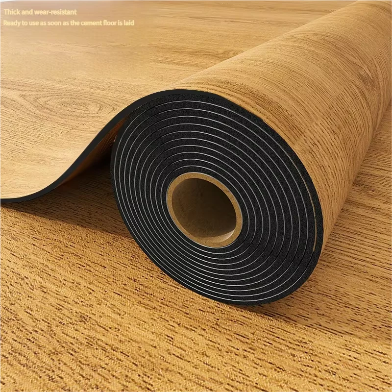 Self adhesive Wood Pattern Kitchen & Bathroom Floor Carpet Roll PVC Waterproof Self Adhesive Flooring for Indoor Decoration