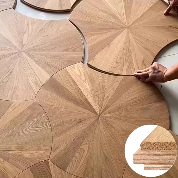 Shaped Wood Grain Solid Wood Flooring Lotus Leaf Parquet Bedroom Living Room Kitchen Decorative Art Parquet Flooring