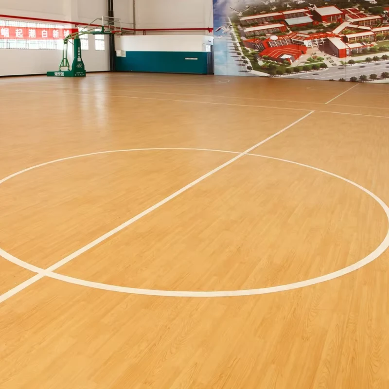Slip Resistant Fire Proof 4.5mm Maple Wood Indoor Basketball Court Flooring for Training Hall