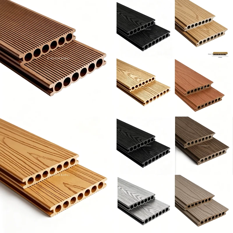 Solid WPC Composite Decking Boards 3D Wood Grain Outdoor Interlocking Deck Tiles for Balcony Garden Backyard