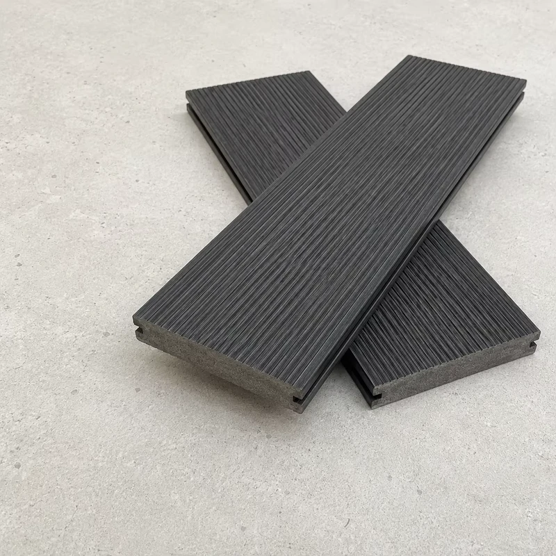 Solid WPC Decking Board Seamless Edge Anti Slip Waterproof Interlocking Wood Grain Outdoor Garden Terrace Flooring