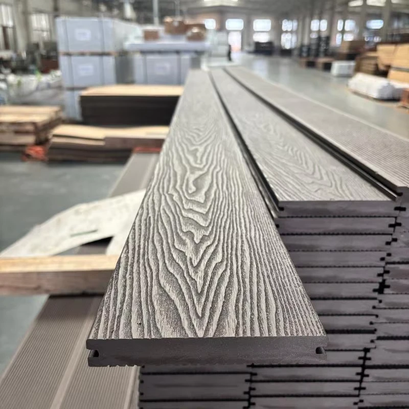 Solid WPC Decking Double-Sided Wood Grain & Groove Easy Install Outdoor Flooring