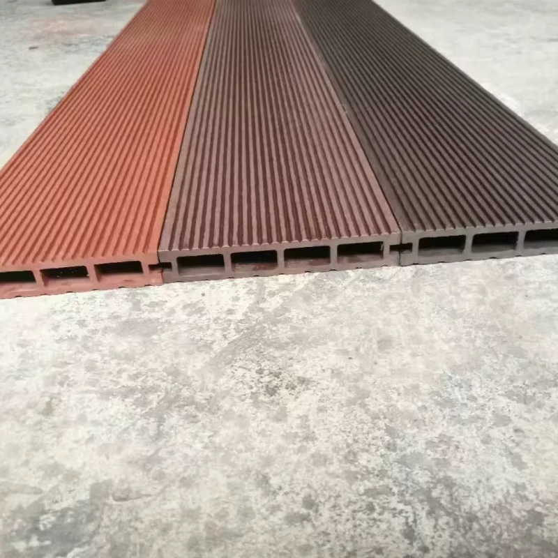 Square Hole Striated Plastic Flooring WPC Outdoor Anti corrosion Second generation Co extruded Stock Board Waterproof Wood Floor
