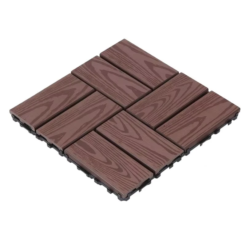 Square WPC DIY Flooring Waterproof and Uv resistant Interlocking Click Composite Wood Deck Tiles