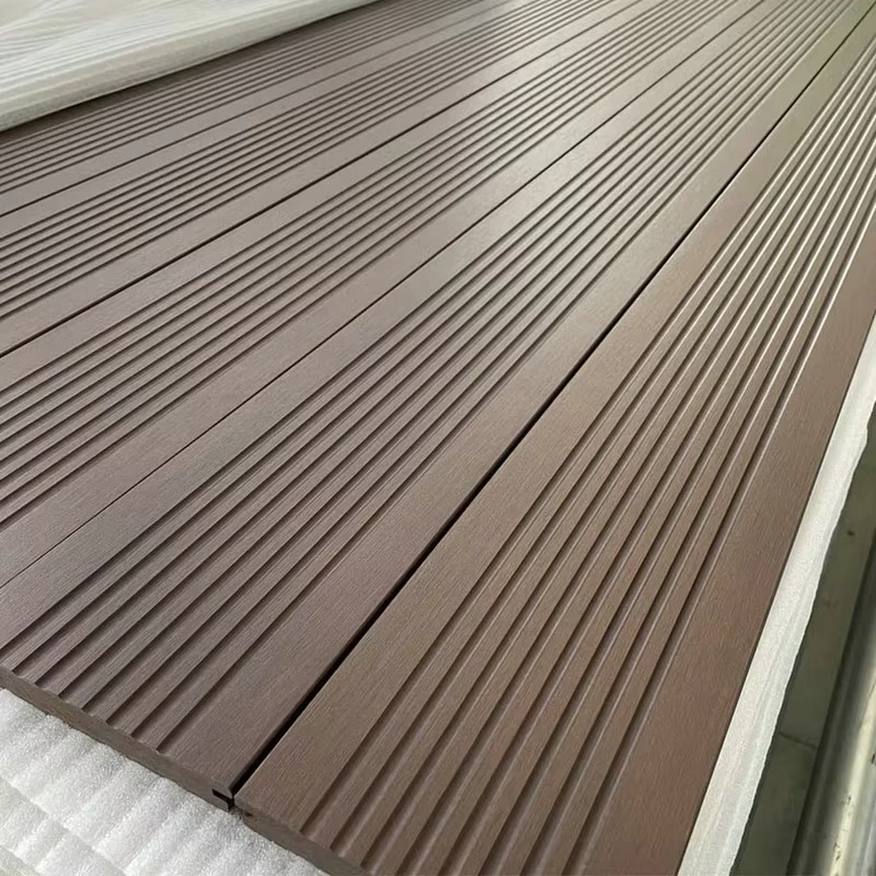 Strand Woven Solid Bamboo Fluted Decking Tiles Float Installation Outdoor Waterproof Charcoal Surface Flooring