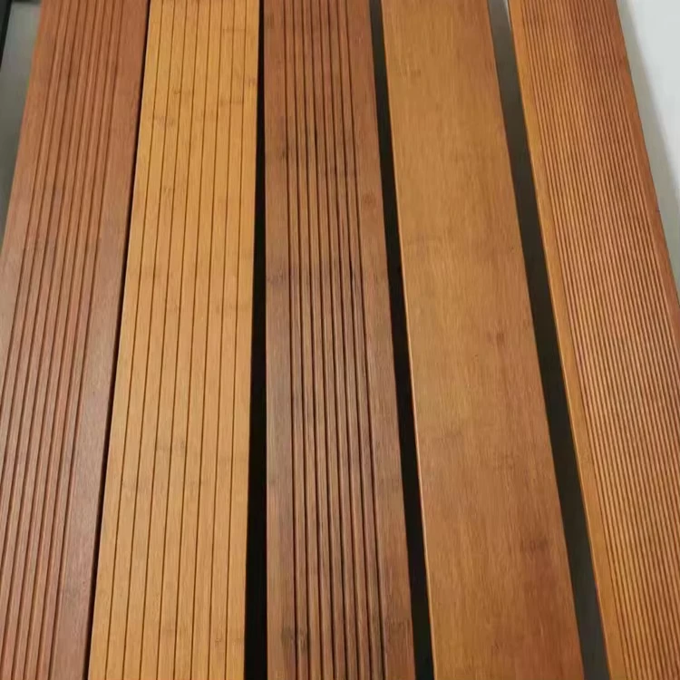 Stylish Wood Grain Pattern Bamboo Decking Flooring Carbonized Oiled Grooves for Outdoor Park Use External Planks Wood Decking