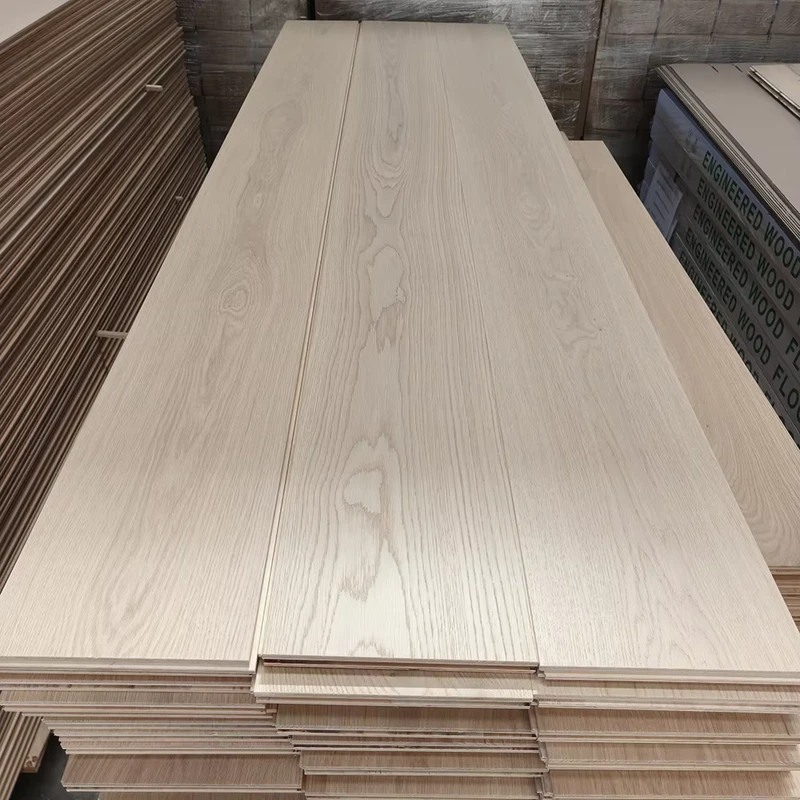 Super Wide White Color European Oak Engineered Hardwood Floors White Oak Engineered Wood Flooring