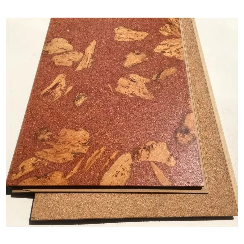 Textured Cork Floor Planks Slip Resistant Surface with Natural Wood Grain Patterns