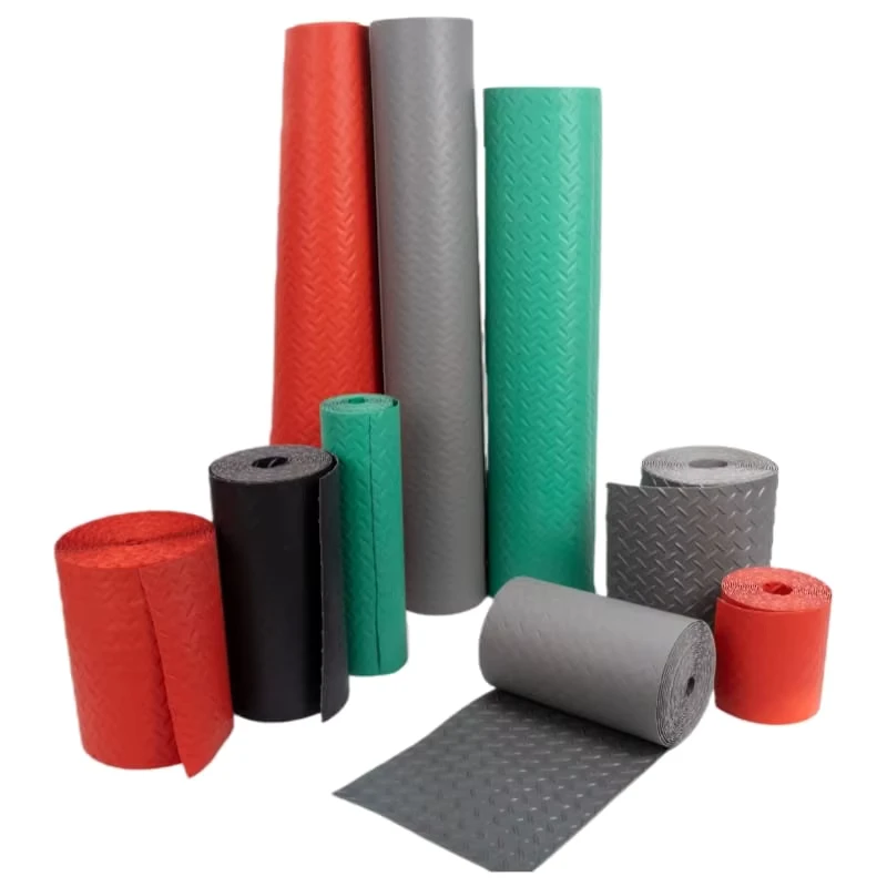 Textured Rubber Floor Mat Roll Diamond Plate Texture Anti Slip Protective Flooring for Industrial and Commercial Use