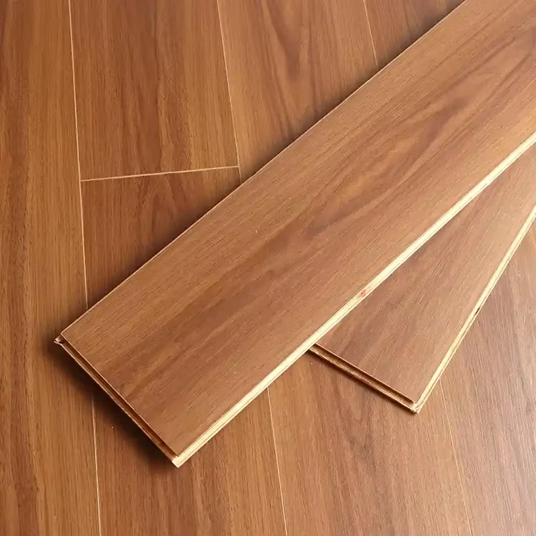 Three layer Solid Wood Flooring 13mm Thick Smooth Click Installation for Villa Kitchen Living Room Wine Cellars