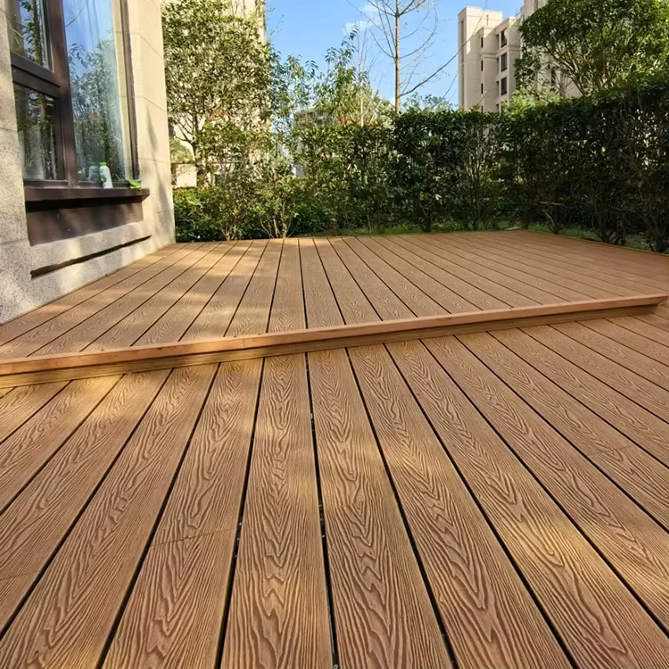 Tongue and Groove Wpc Decking Wooden Composite 3D Embossed Exterior Flooring Waterproof Wood Grain Plastic Engineered Flooring