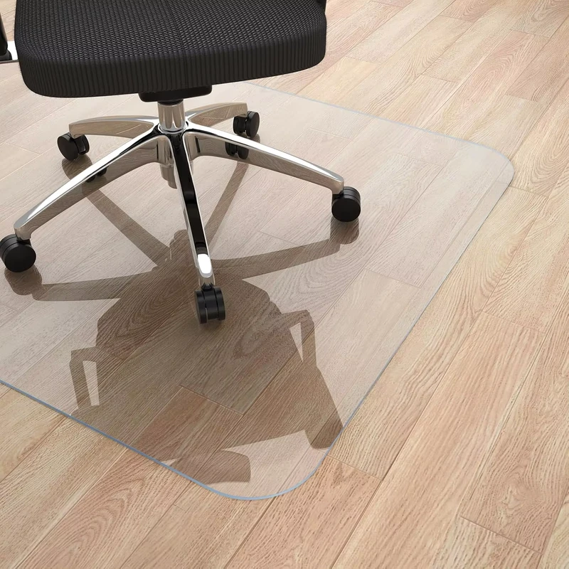 Transparent Rectangle PVC Thick 0.6 1 In. Anti Slip Machine Made Floor Mat Home Rolling Desk Gaming Chair