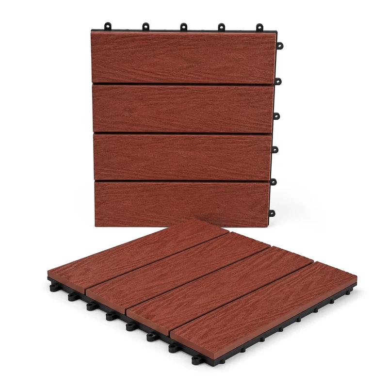 Veranda WPC Wood Plastic Composite Floor Tiles UV Resistant Waterproof DIY Interlocking Decking