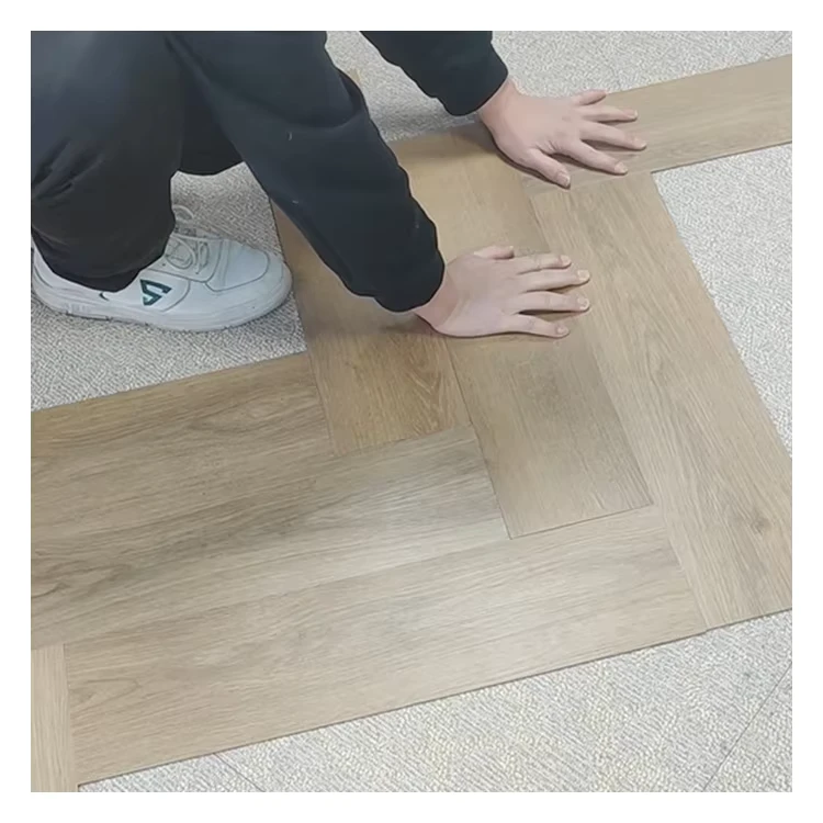 Vinyl Adhesive Waterproof Anti Slip LVT SPC Floor Tiles Herringbone Spelling Plastic Flooring