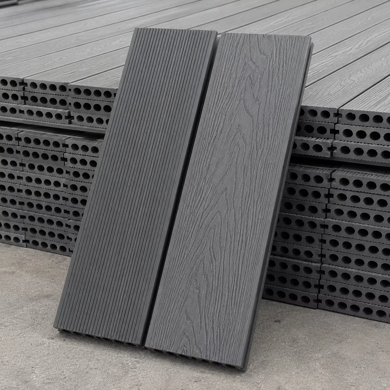 WPC Decking Board Fade Resistant Anti Slip Waterproof UV Co extrusion Interlocking Wood Grain Outdoor Pool Garden Flooring