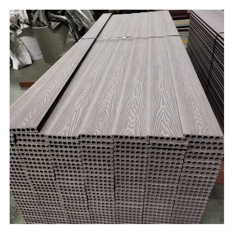 Waterproof Anti Slip Straight Grain Grooved 25mm Black WPC Wood Planks Modern Exterior Garden Courtyard Durable Outdoor